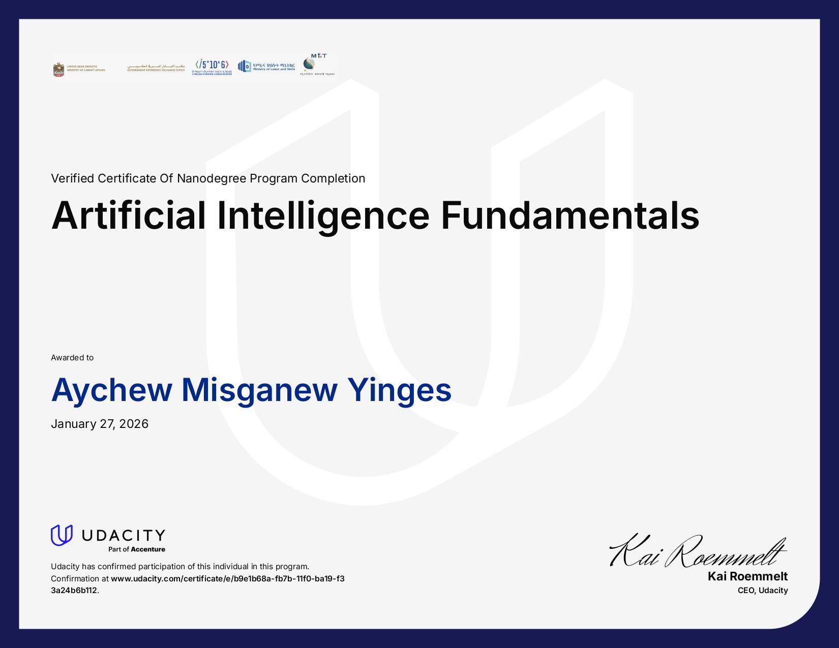 AI Fundamentals Certificate